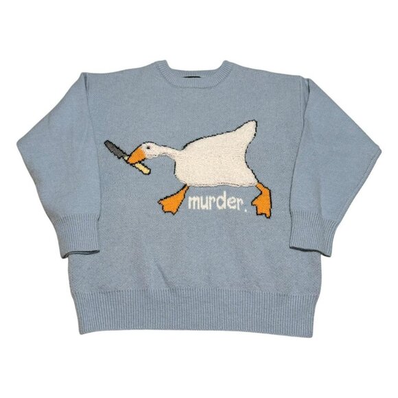 Aelfric Eden Blue Murder Duck Knitted Pullover Sweater Adult Large - Picture 1 of 4